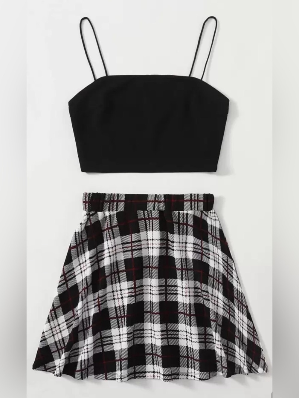 Shein Classic Colored Plaid Mini Skater Skirt A-Line Fit & Flare Size Large NWOT